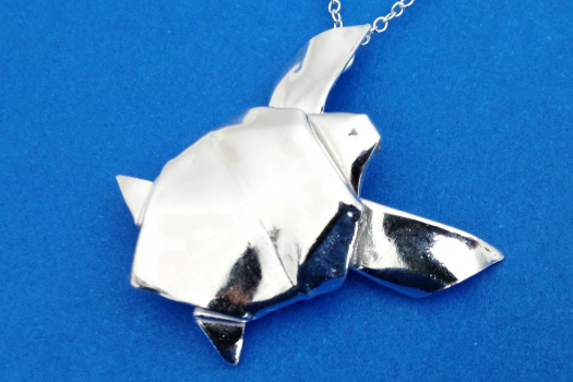 silver origami turtle pendant