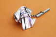 silver origami dog tie tack pin