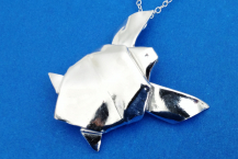 silver origami turtle pendant