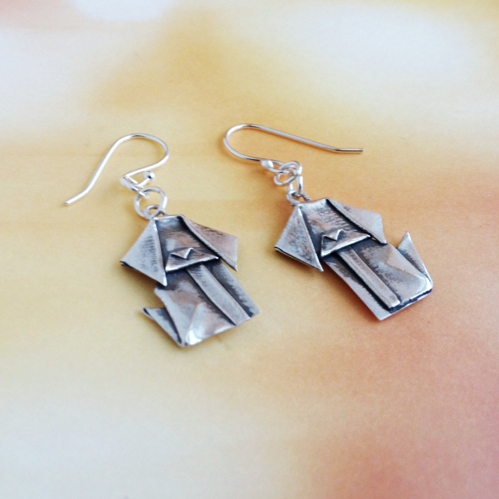 Silver Origami Dog Earrings by Allegro Arts Allegro Arts